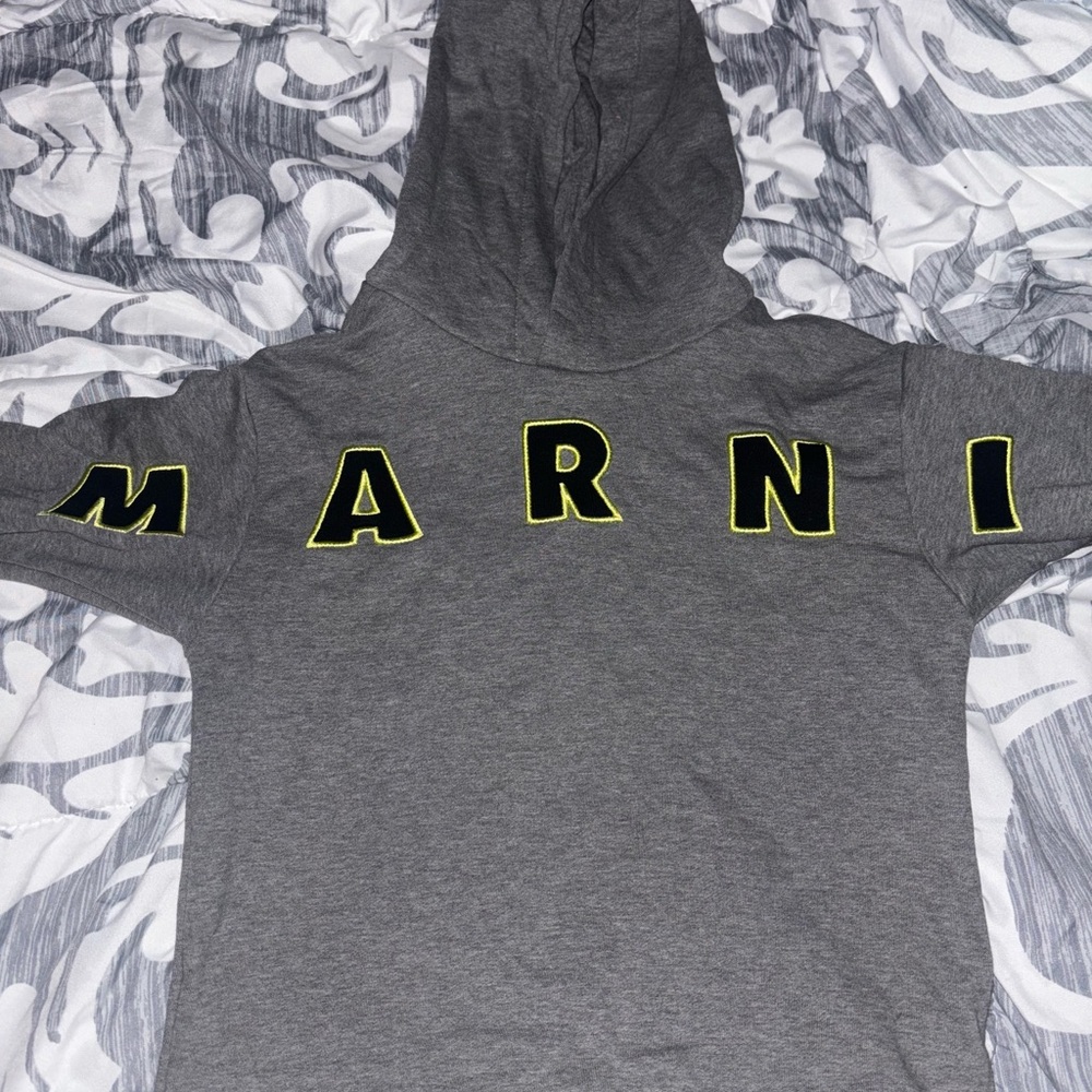 Marni Kids Charcoal Hoodie with Yellow Accents